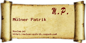 Mülner Patrik névjegykártya